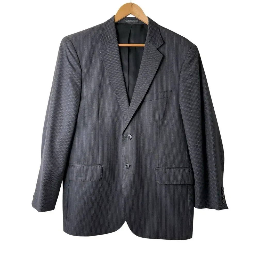 Saks Fifth Avenue Ermenegildo Zegna Mens Blazer 42S Grey Wool Sport Coat Stripe